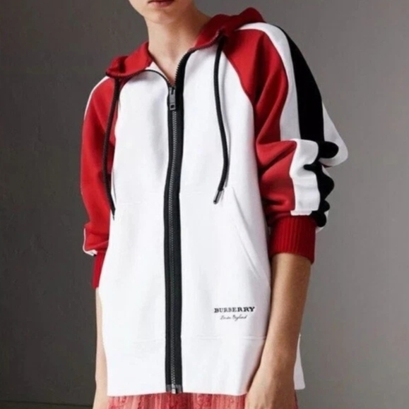 Burberry Full Zip Colorblock Chunky Oversized Full Zip Hoodie Women's Size 2 - Picture 1 of 9